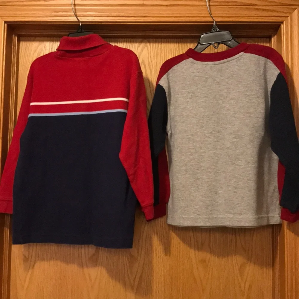 Vintage lot of 2 boy’s Size 5 - 6 warm red blue gray shirts Gymboree US Polo
